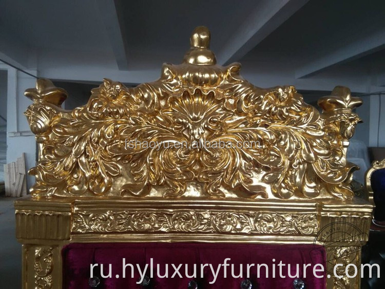 мебель для отеля золотая рама дерево король королева трон стул красный бархат королевский трон стулья